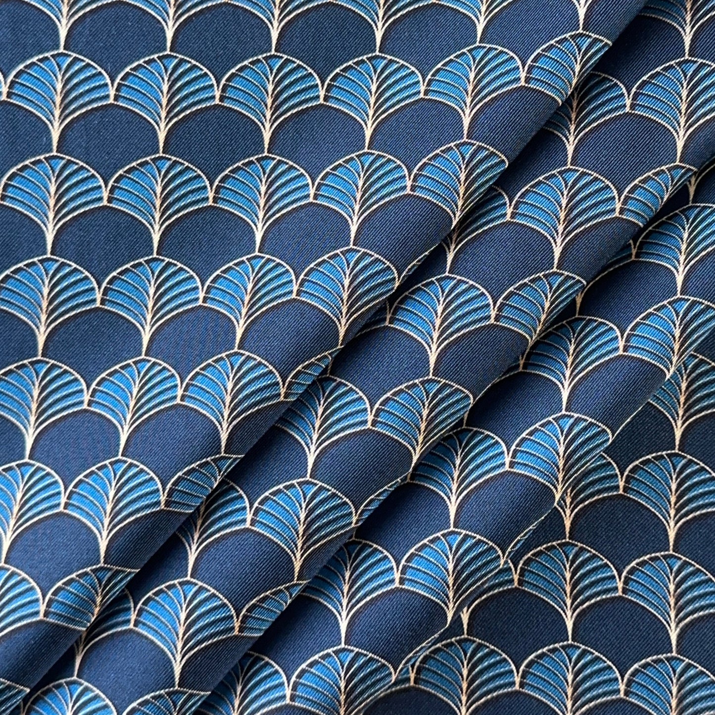 DECO RADIANCE | Navy Blue and Gold | Luxury Silk Pocket Square