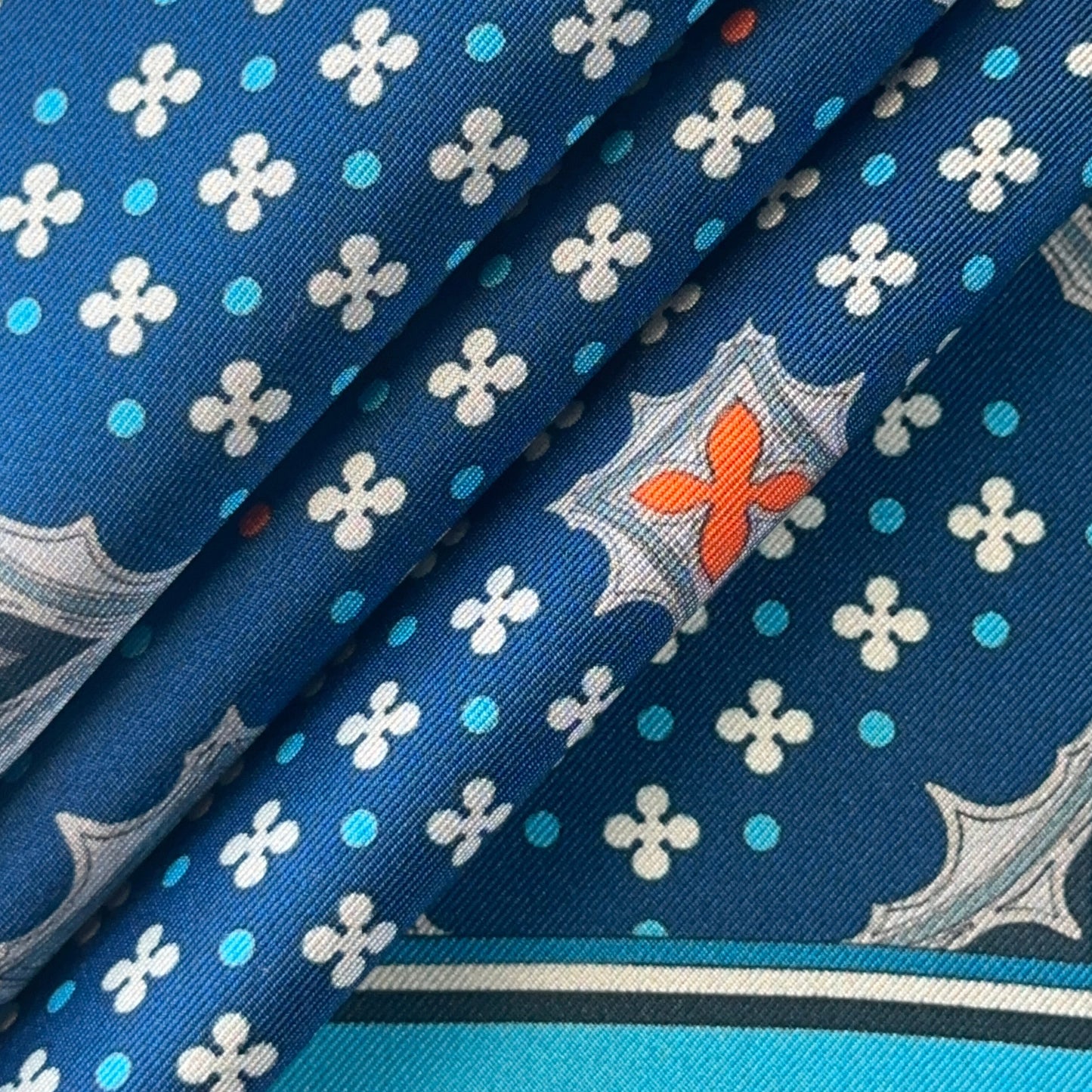 THE VENETIAN | Navy Blue and Orange | Luxury Silk Pocket Square