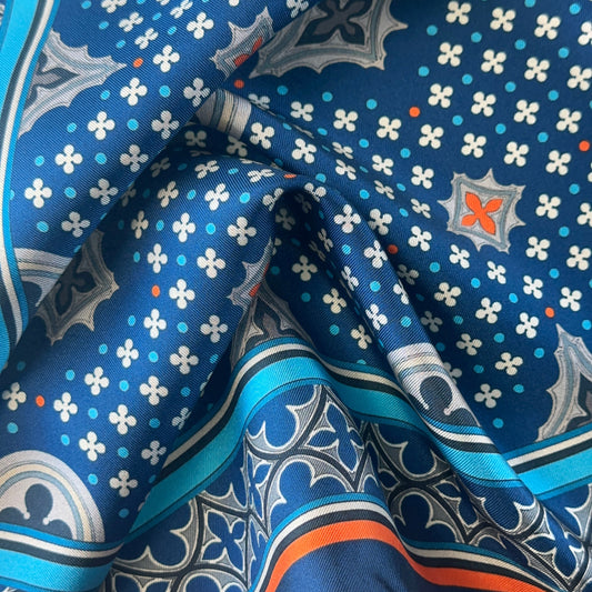 THE VENETIAN | Navy Blue and Orange | Luxury Silk Pocket Square