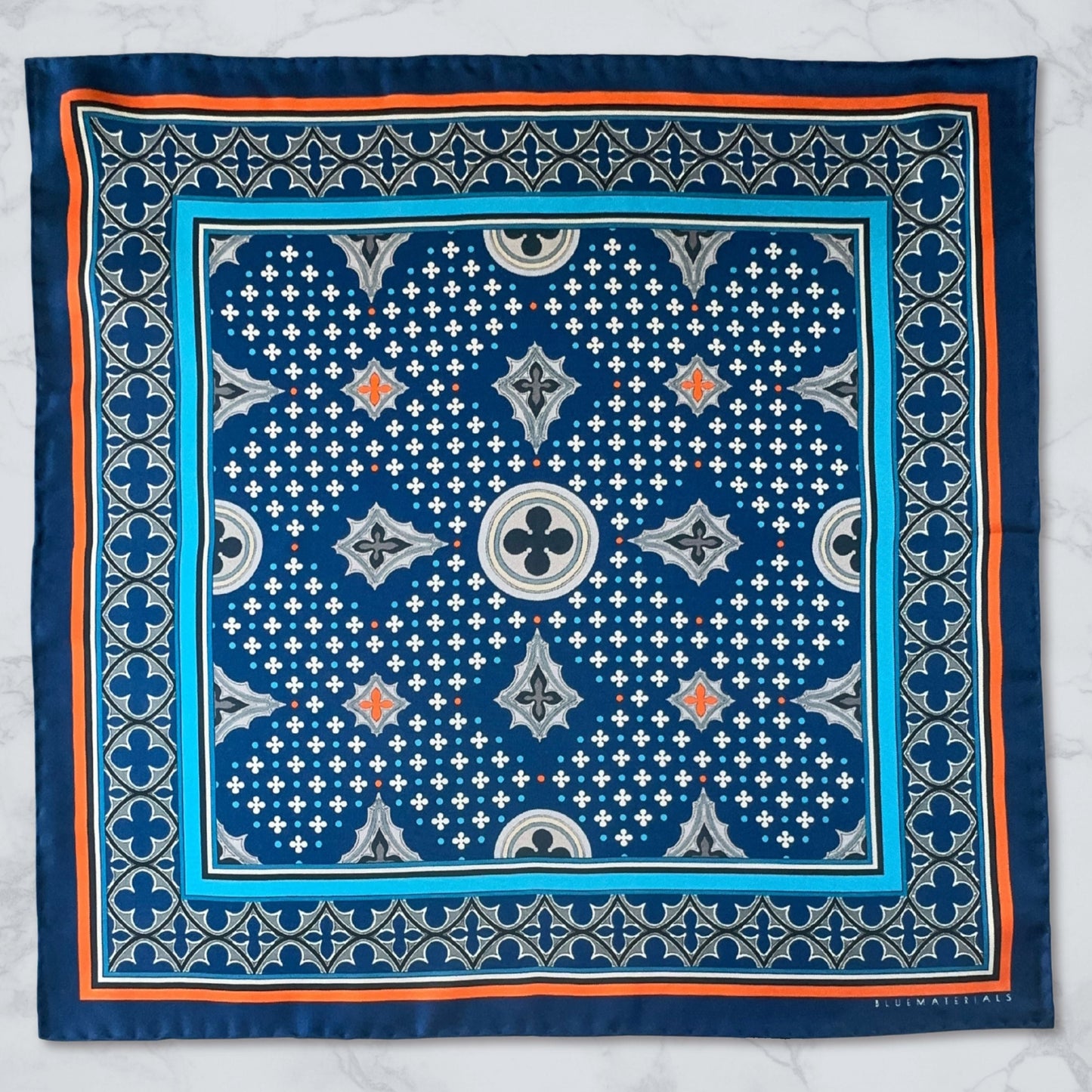 THE VENETIAN | Navy Blue and Orange | Luxury Silk Pocket Square