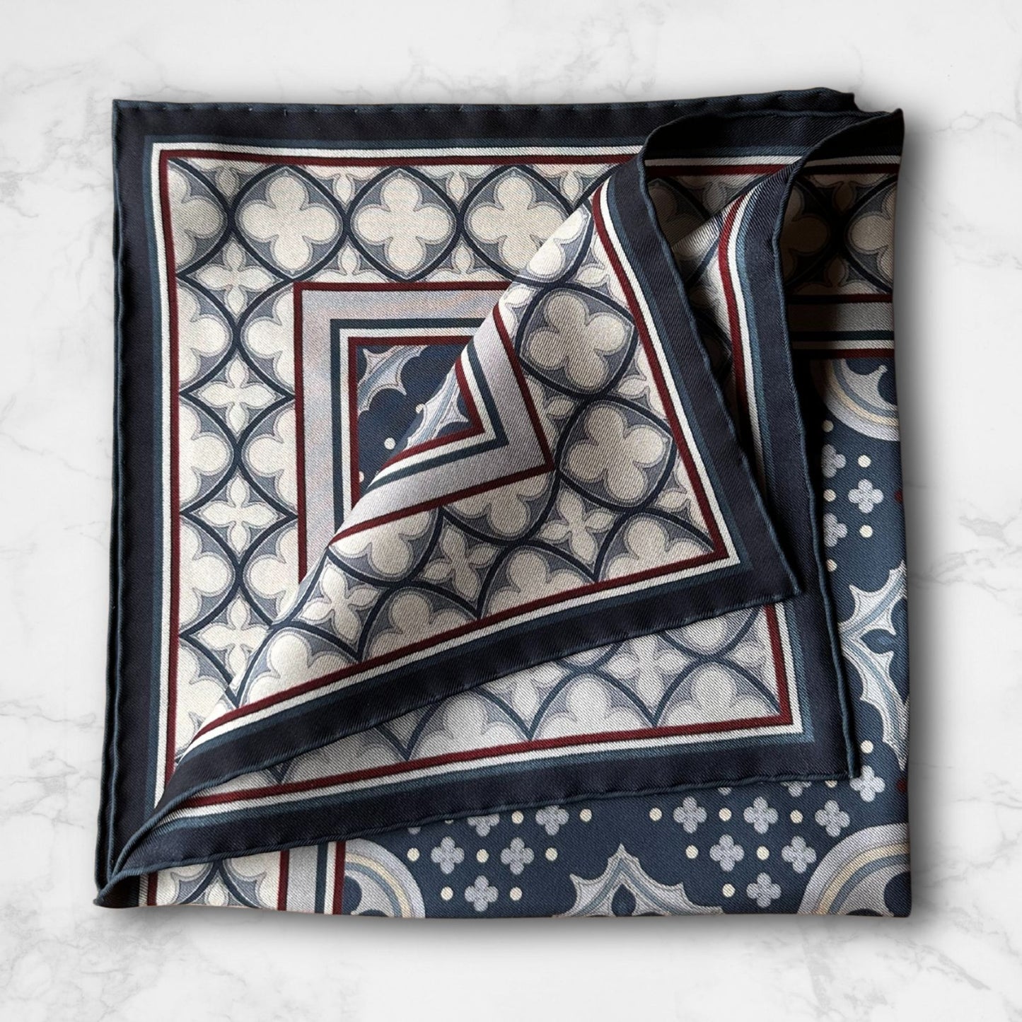 THE VENETIAN | Slate Grey and Sandstone | Silk Neckerchief