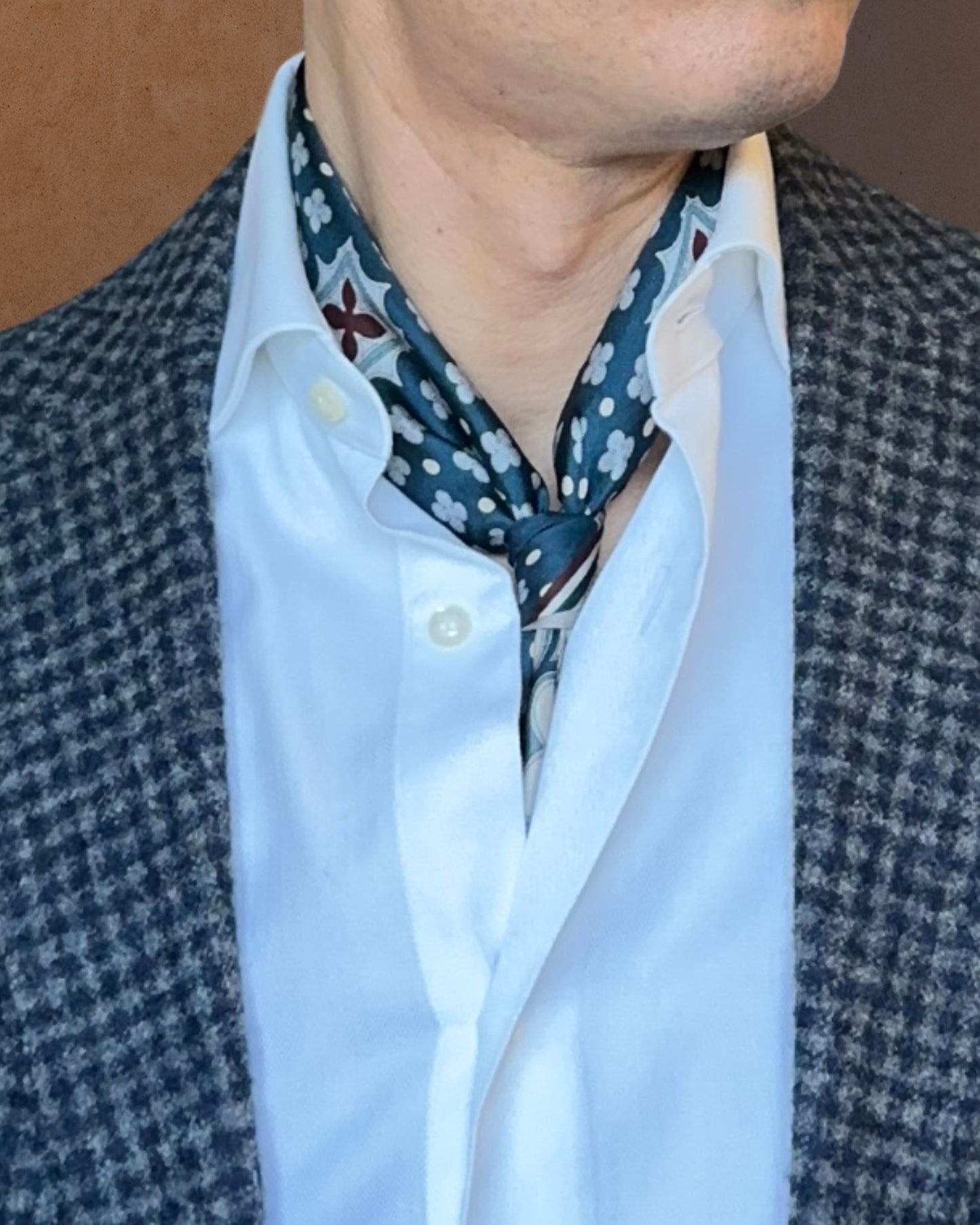 THE VENETIAN | Slate Grey and Sandstone | Silk Neckerchief
