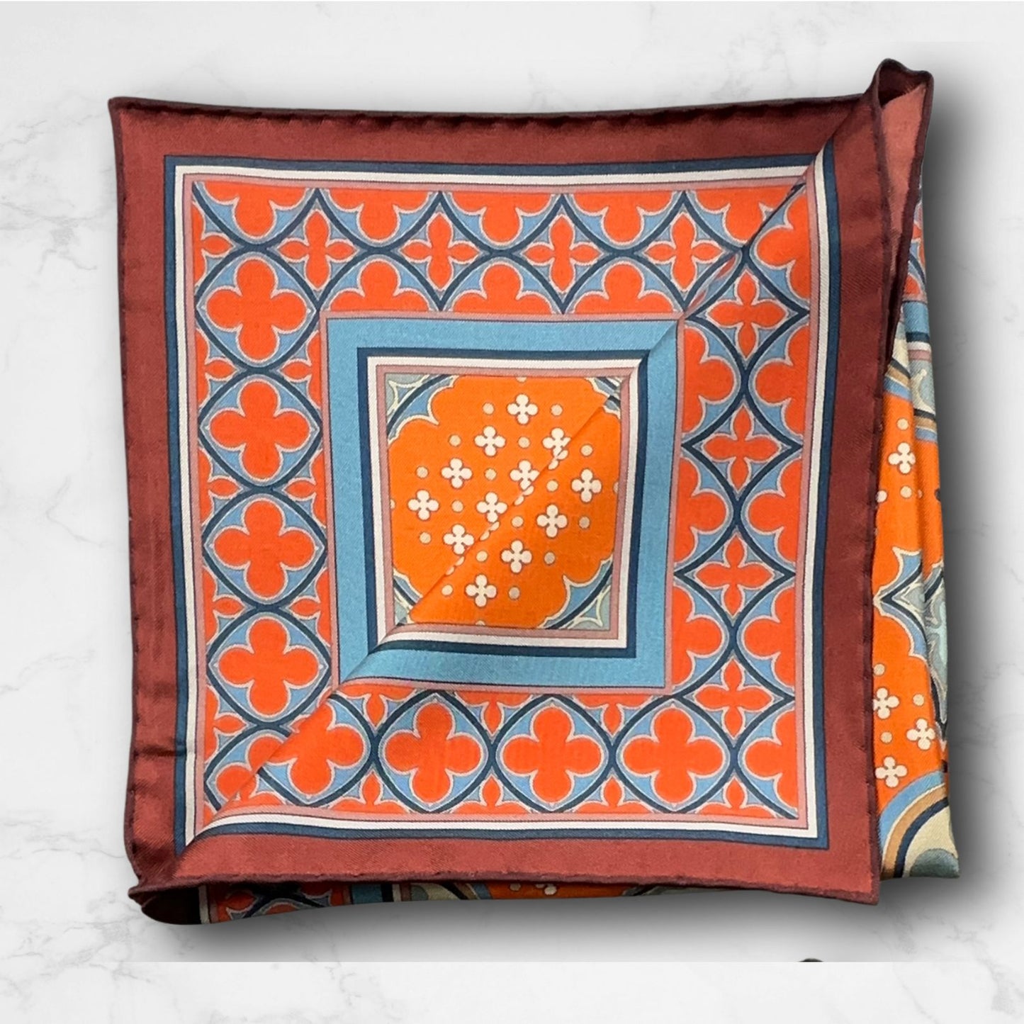 THE VENETIAN | Crimson Red and Orange | Silk Neckerchief