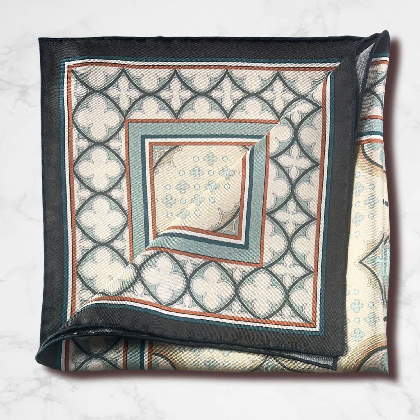 THE VENETIAN | Olive Green and Sandstone | Silk Neckerchief