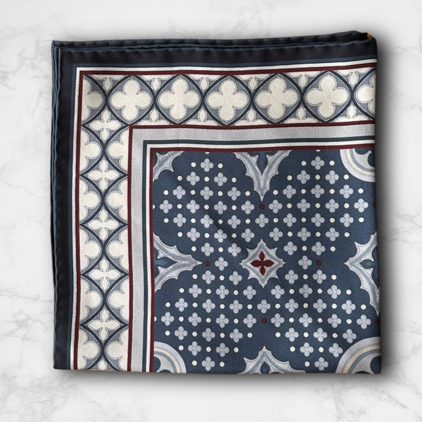 THE VENETIAN | Slate Grey and Sandstone | Silk Neckerchief