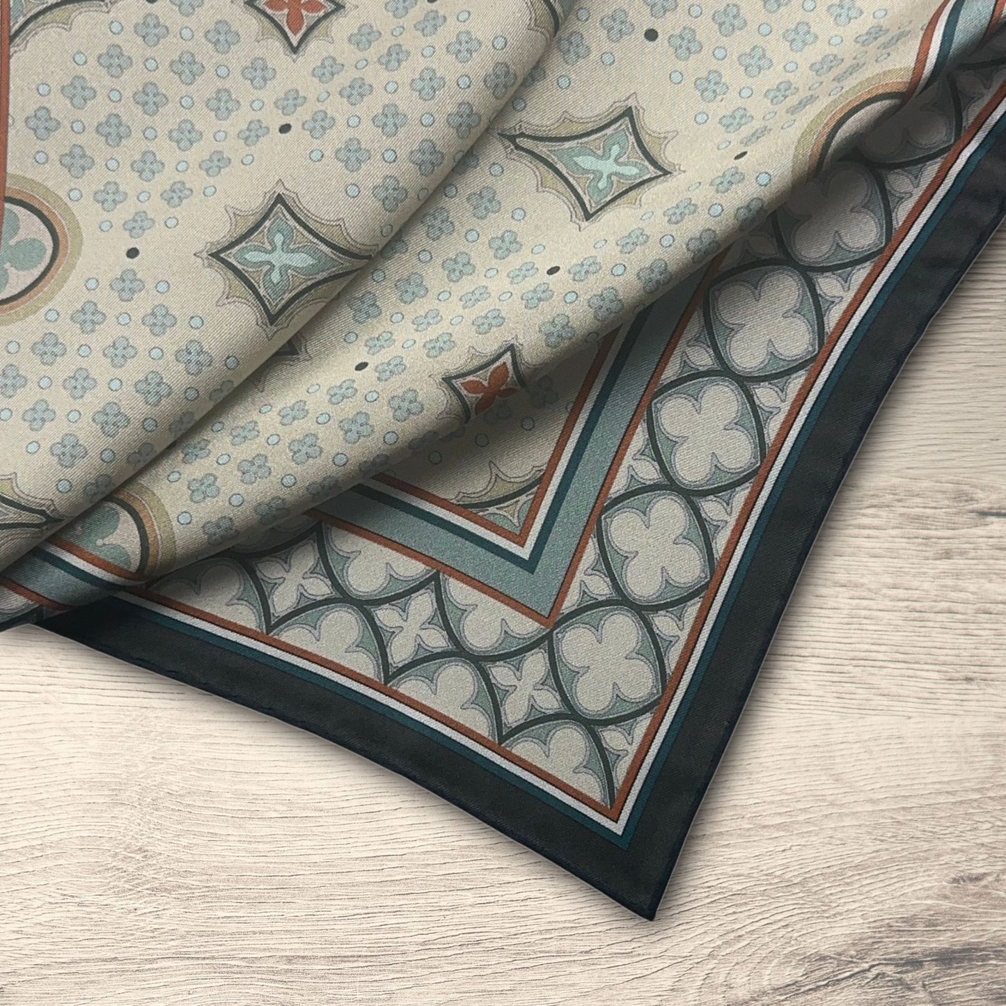 THE VENETIAN | Olive Green and Sandstone | Luxury Silk Pocket Square