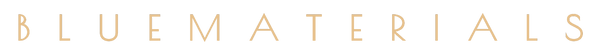 Logo of BLUEMATERIALS with gold text on a neutral background