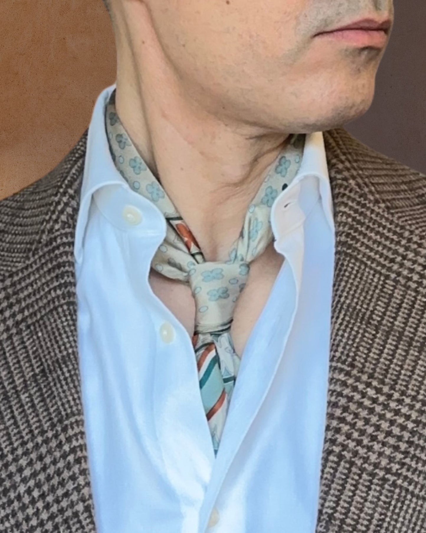 THE VENETIAN | Olive Green and Sandstone | Silk Neckerchief