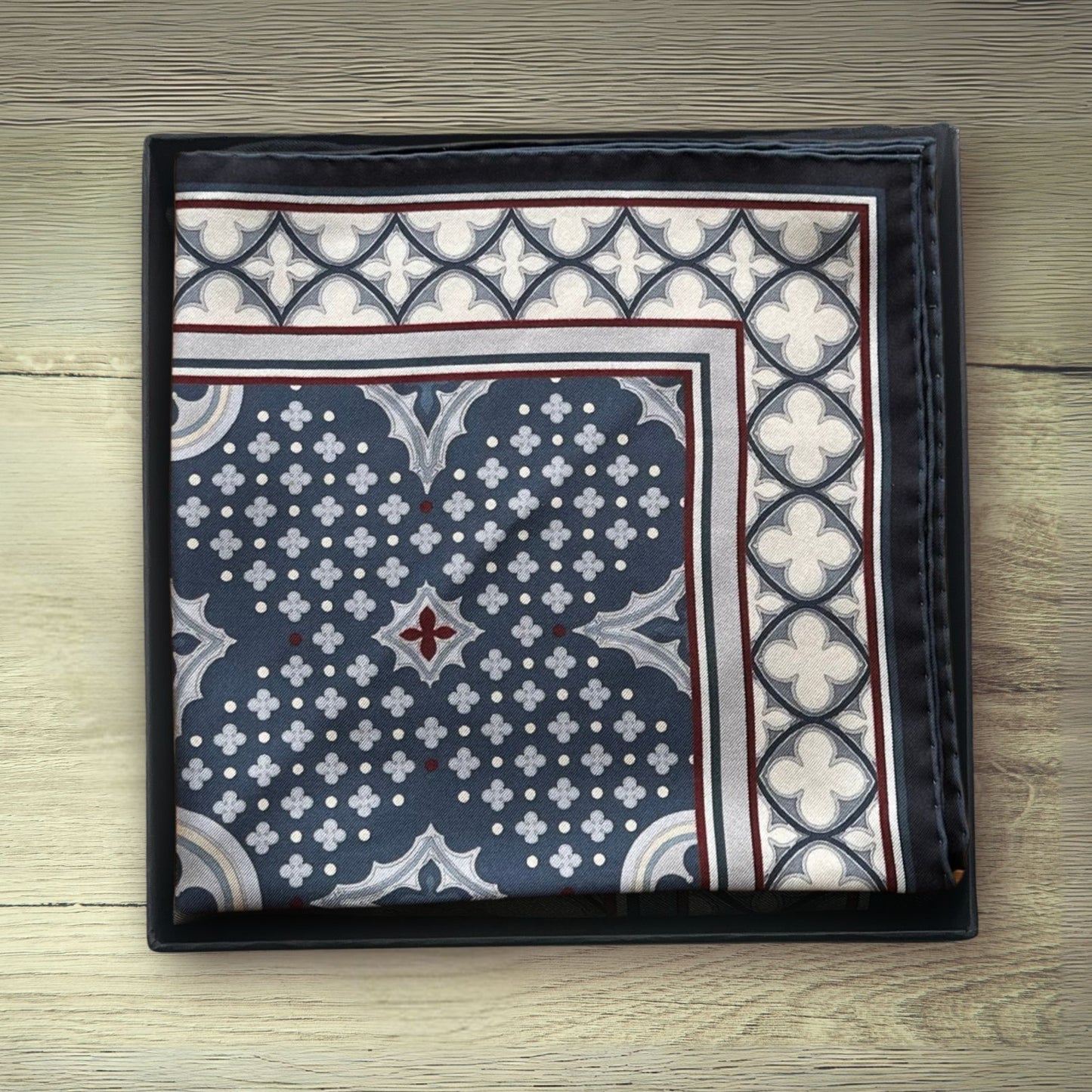 THE VENETIAN | Slate Grey and Sandstone | Silk Pocket Square