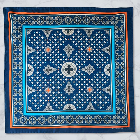 THE VENETIAN | Navy Blue and Orange | Silk Neckerchief